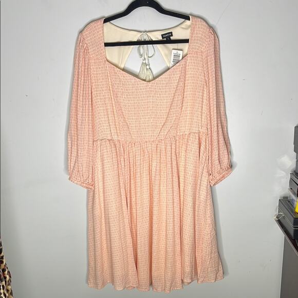 TORRID Peach A Line Gauze Open Back Skater Dress Tie Detail Size 1X NWT - Picture 1 of 8